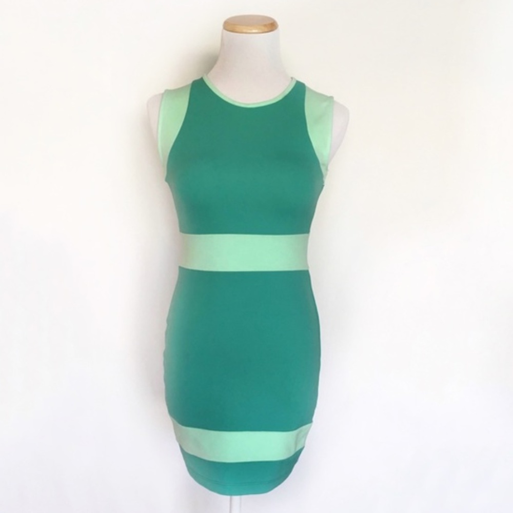TOPSHOP Green Dress Bodycon Dress Size 2